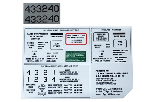 [NXA1002-205] Nexa 1500mm P-47D Thunderbolt "Tarheel Hal" Decal Set