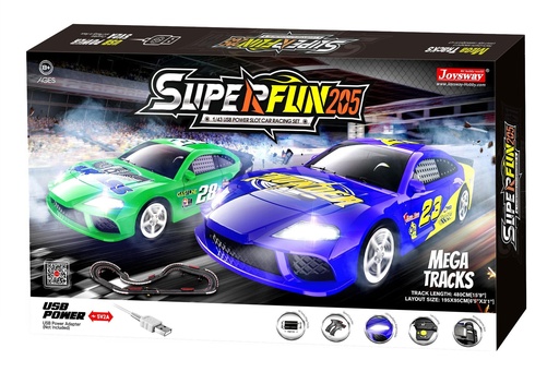 [JSW9205] Joysway SuperFun 205 1/43 Scale USB-Powered Slot Car Set
