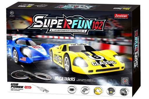 [JSW9102] Joysway SuperFun 102 1/43 Scale USB-Powered Slot Car Set