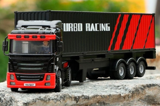 [TBRC50B] Turbo Racing Black 1/76 Scale Semi Truck with Trailer - RTR