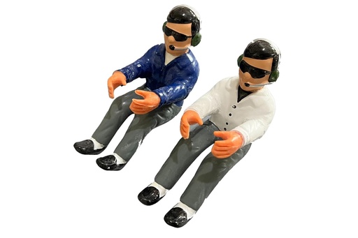 [BHM1015-110] Black Horse 100mm (4.0") Civil Pilot Figure (2pcs) - White/Blue