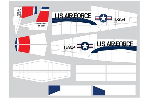 [NXA1056-107] Nexa 1770mm T-28 Trojan Red and White Covering Set - Fuselage and Tail