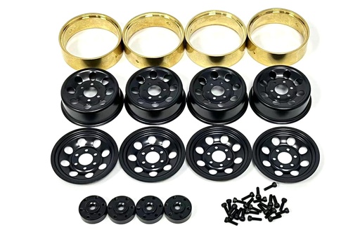 [HBP240298] Hobby Plus 1/18 Scale 1.2 Steelie Black Bead Lock Wheel Set (4)