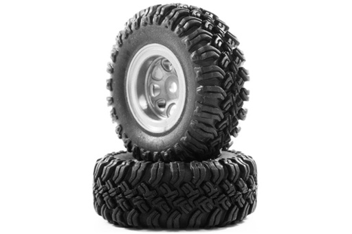 [HBP604002] Hobby Plus 1/24 Scale MT Crawler Grey Wheel & Tire Set (4pcs)