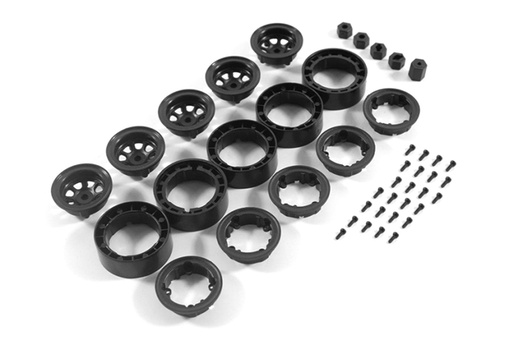 [HBP240083] Hobby Plus 1/18 Scale Black Internal Bead Lock Wheel 5 pc. Set