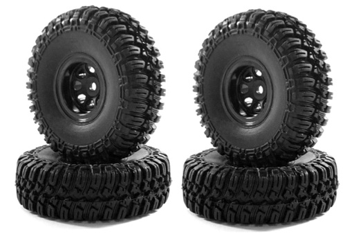 [HBP240081] Hobby Plus 1/18 Scale 1.0" Grabber M/T Tire and Black Wheel Set  (4)