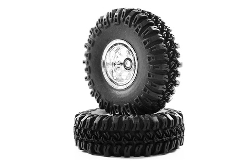 [HBP240067] Hobby Plus Grabber M/T Chrome Wheel/Tire Set