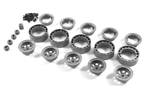 [HBP240017] Hobby Plus 1/24 and 1/18 Scale Internal Bead Lock Wheel 5 pc. Set - Grey